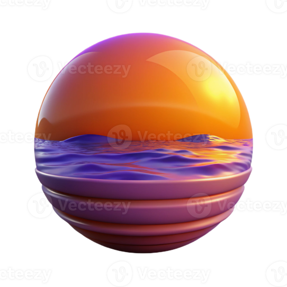 serene contemporary Sunset Over Ocean Orange and Purple Transparent premium png