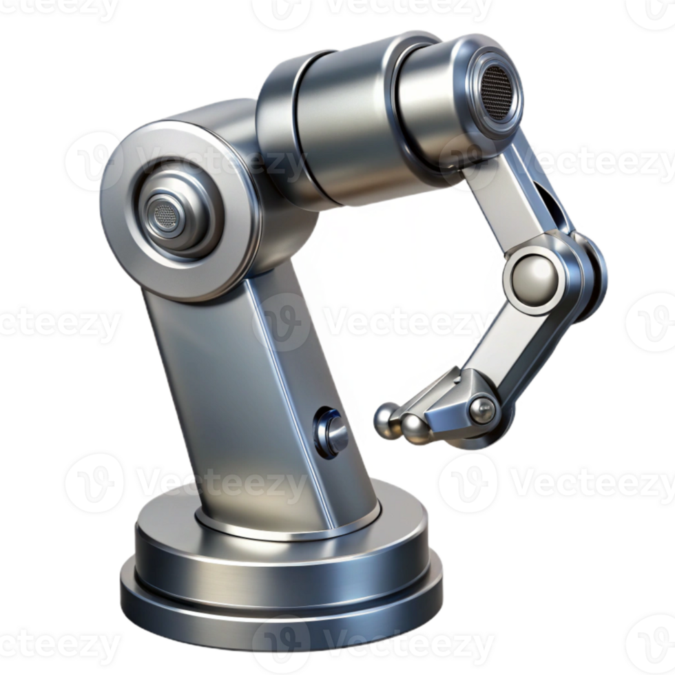 magnificent vintage Surgical Robot Arm Metallic Silver Transparent Background original png