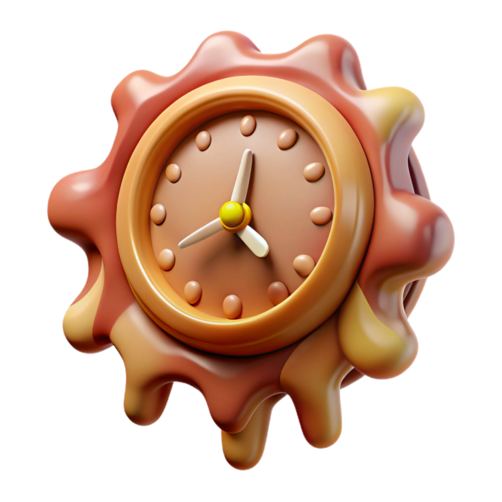 stunning rustic Surreal Clock Cutout with Melting Hands premium png