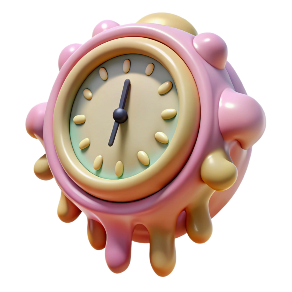 serene contemporary Surreal Clock Cutout with Melting Hands exclusive png