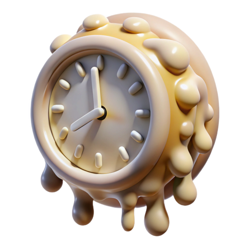 vibrant creative Surreal Clock with Melted Numbers high resolution png