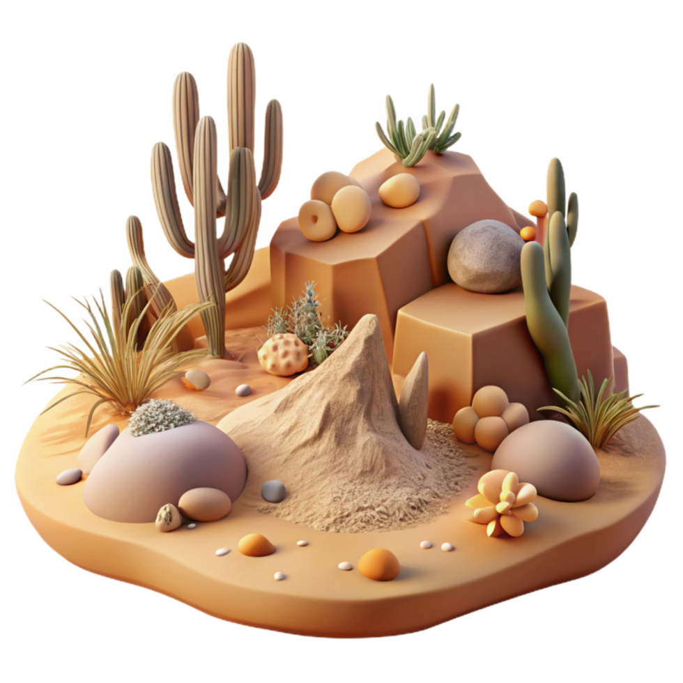 stunning modern Surreal Desert Scene with Blue Sky Cutout professional png