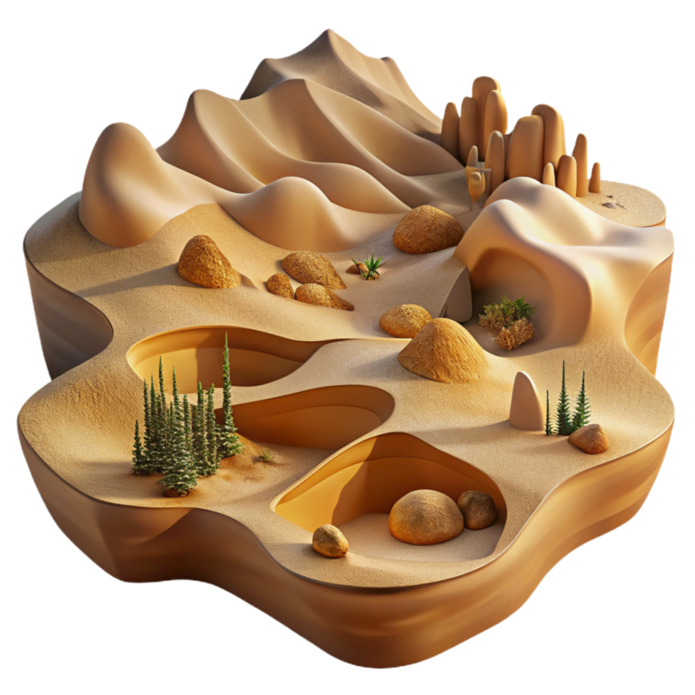 serene traditional Surreal Desert Landscape with Red Sand Cutout original png