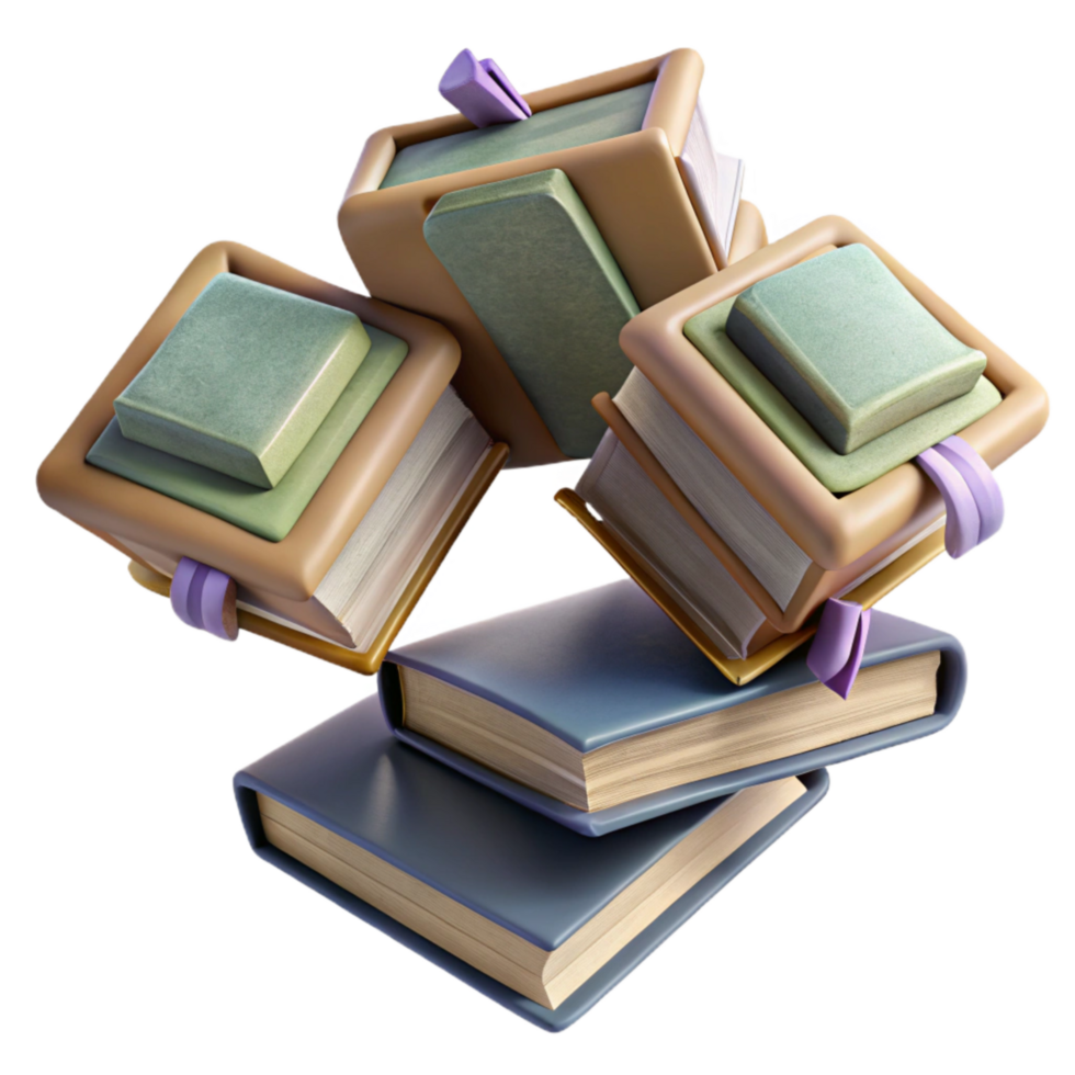 dramatic vintage Surreal Floating Books Isolated original png