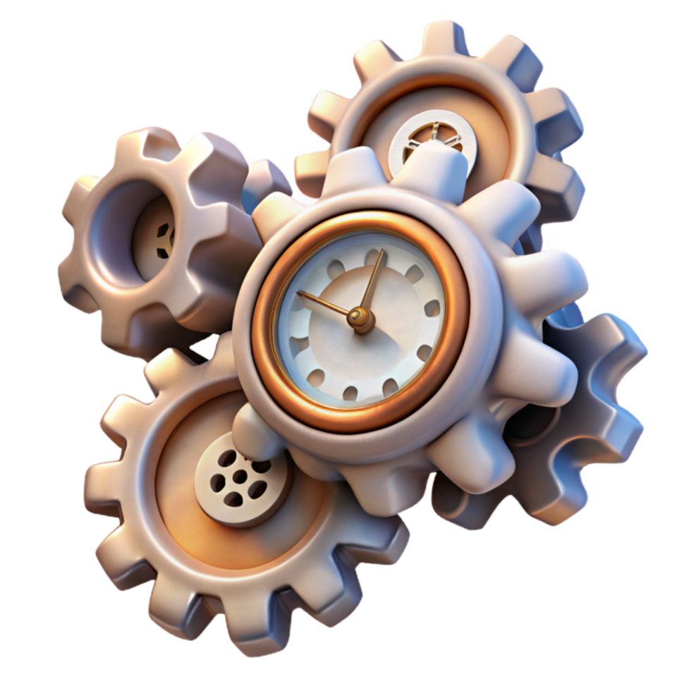 vibrant abstract Surreal Floating Clock Gears Isolated premium png