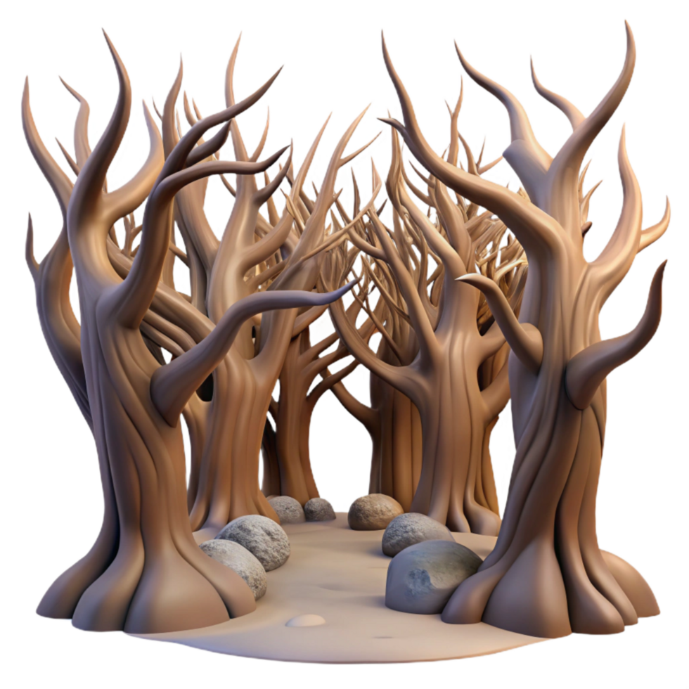 vibrant minimalist Surreal Forest Cutout with Twisted Trees premium png