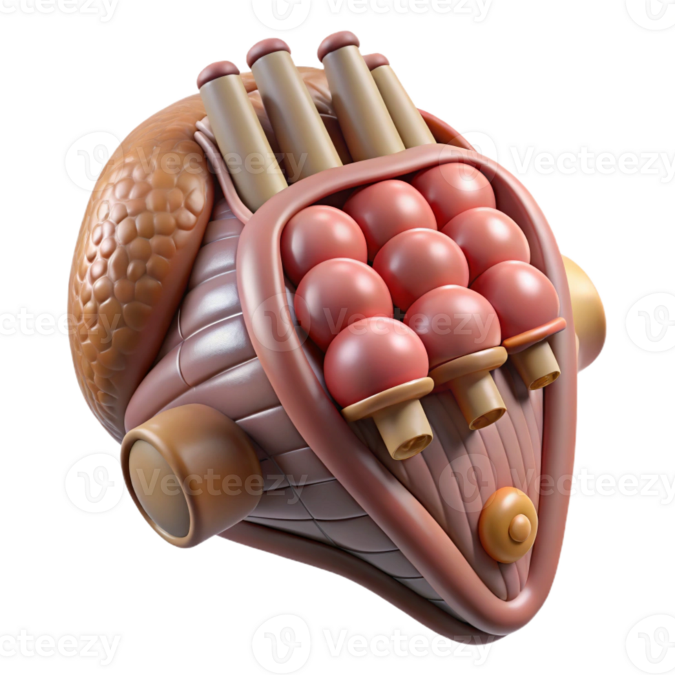 dramatic contemporary Synthetic Organ with Detailed Texture Transparent Background professional png
