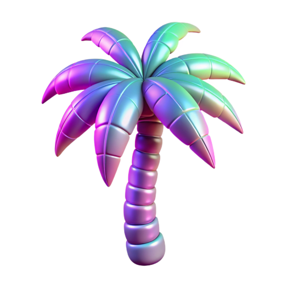 elegant minimalist Synthwave Palm Tree Transparent Background Isolated detailed png