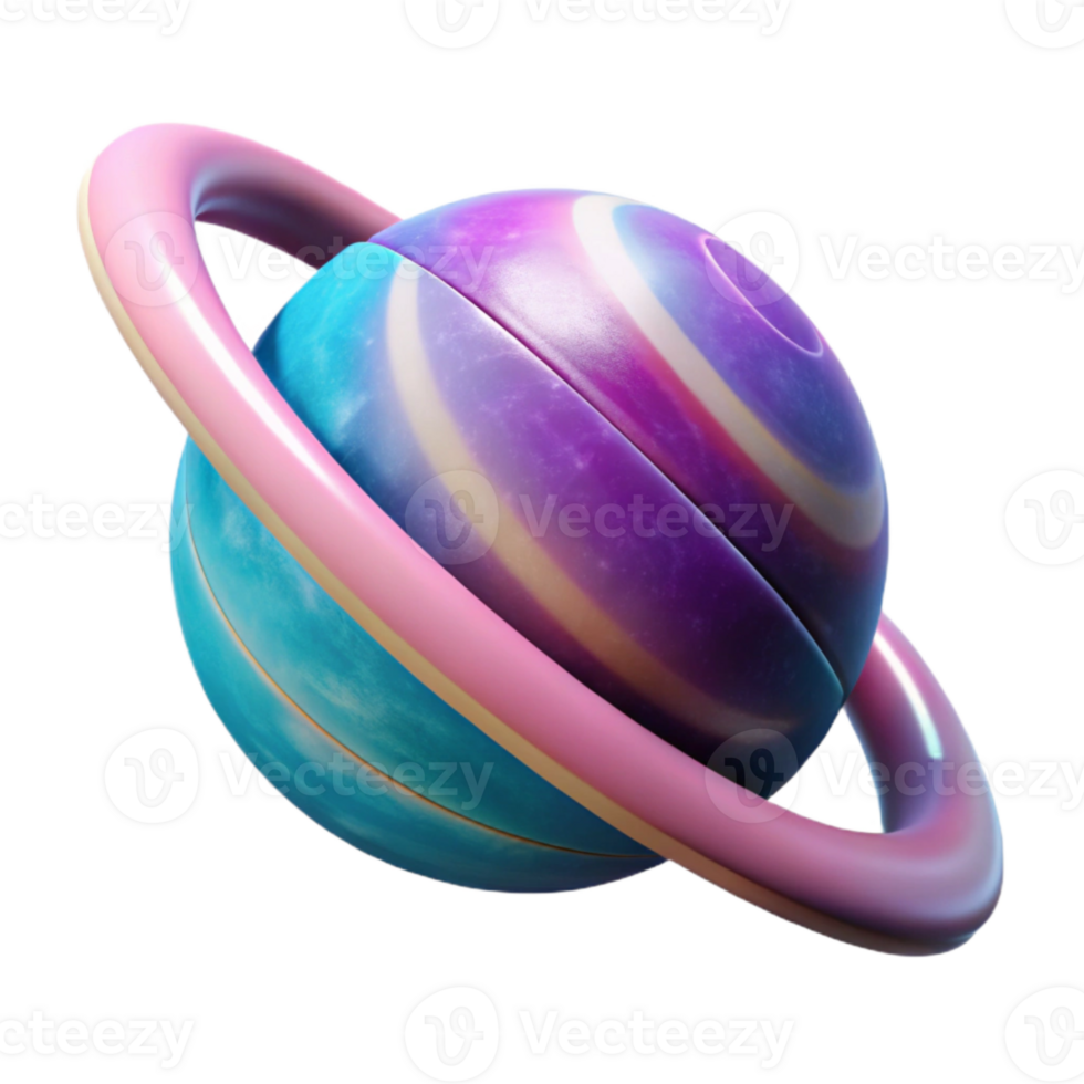 beautiful traditional Synthwave Planet Cutout with Rings png