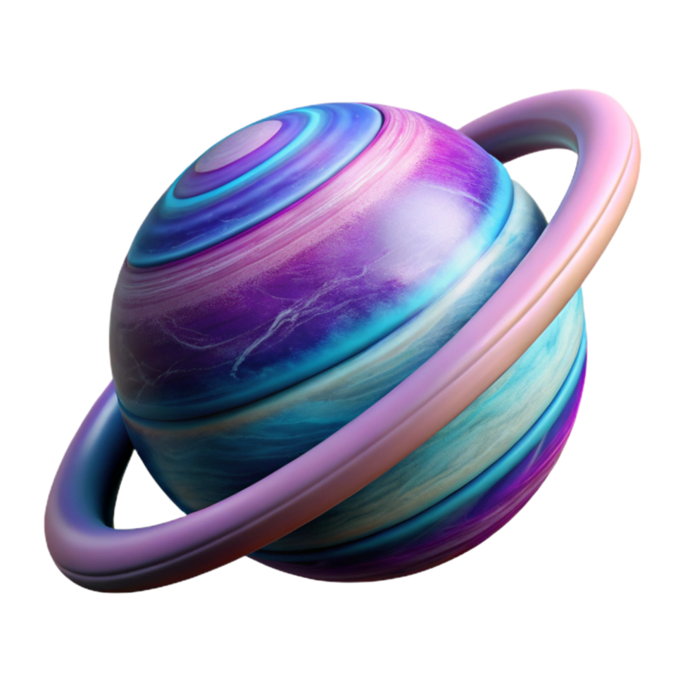 impressive contemporary Synthwave Planet Cutout with Rings png