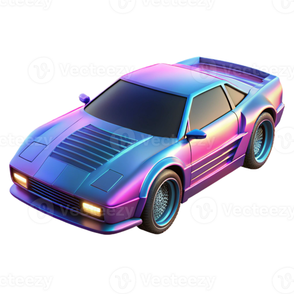 stunning classic Synthwave Sports Car Cutout with Blue Stripes professional png