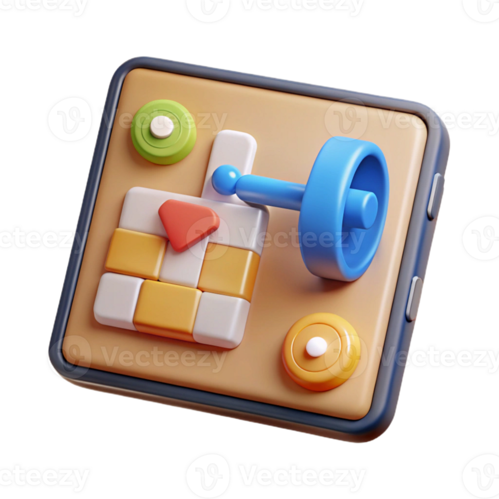 beautiful vintage Tablet with Fitness App Display Cutout Isolated Element png