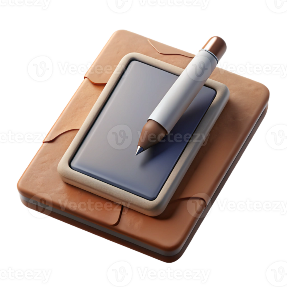 serene vintage Tablet with Stylus Isolated professional png