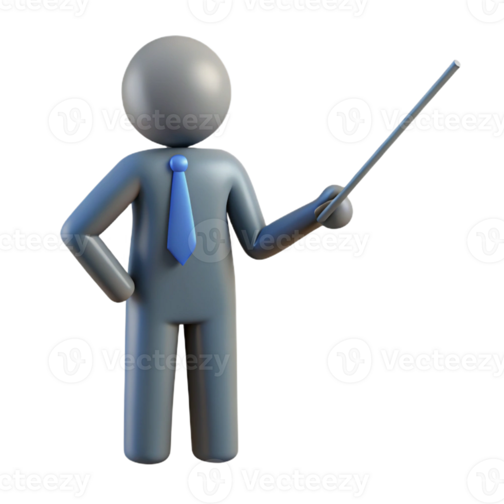 vibrant artistic Teacher with Pointer Stick Silhouette Isolated high resolution png
