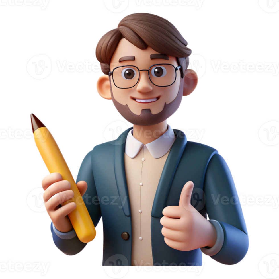 extraordinary abstract Teacher with Digital Pen Warm Lighting Isolated original png