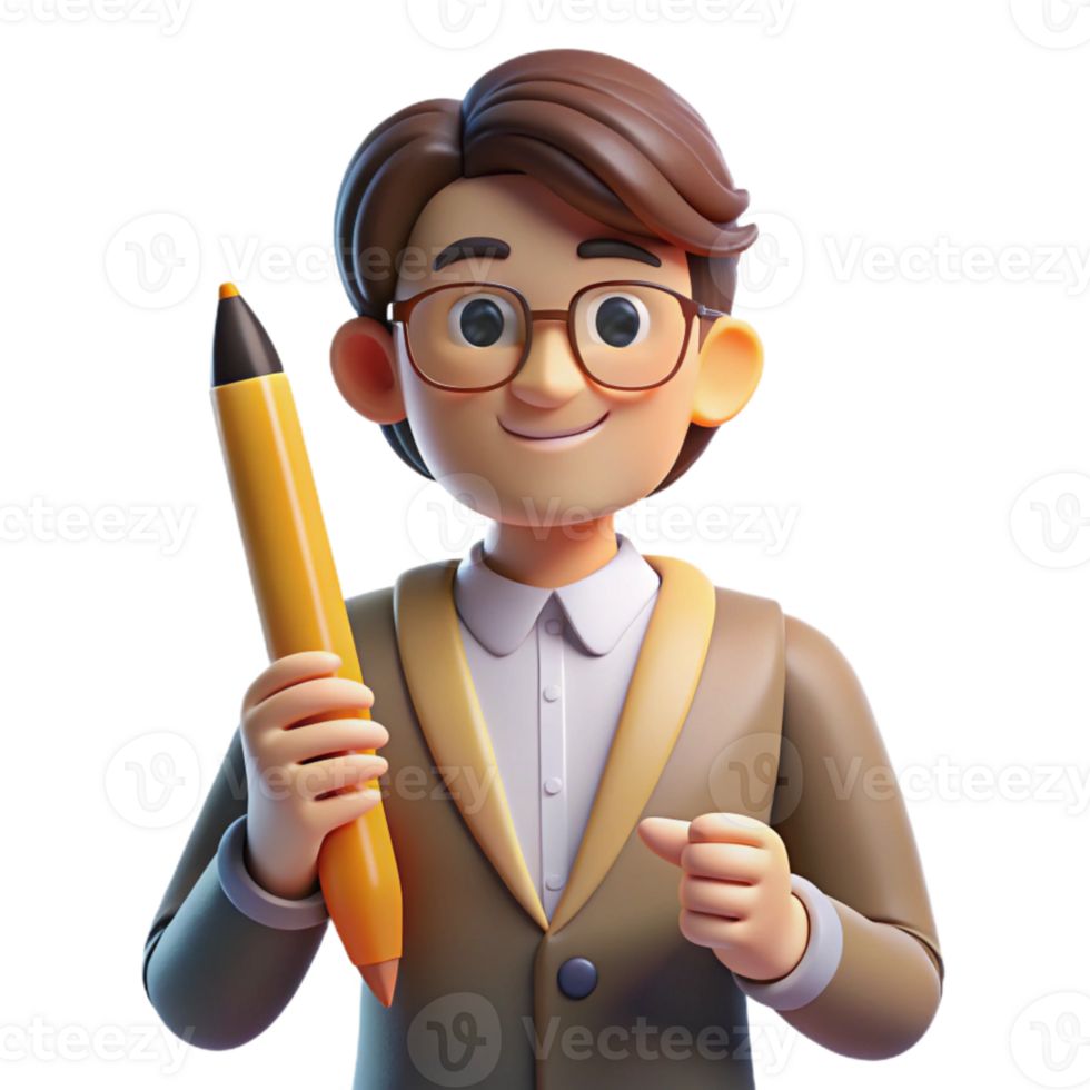 elegant abstract Teacher with Digital Pen Warm Lighting Isolated original png
