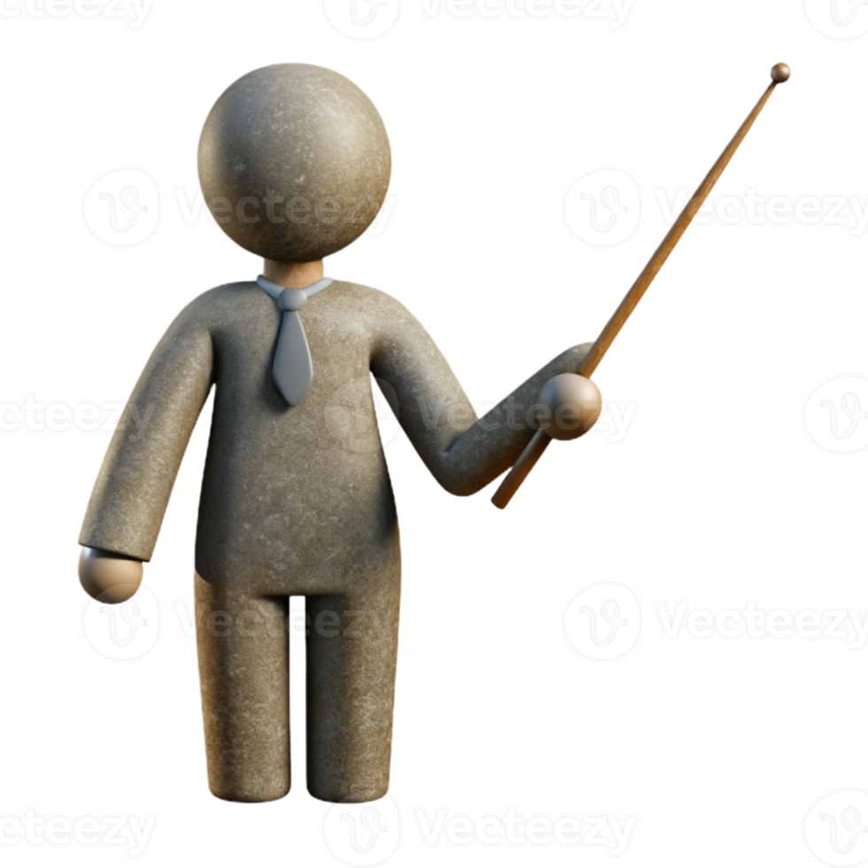 wonderful minimalist Teacher with Pointer Stick Silhouette Isolated authentic png