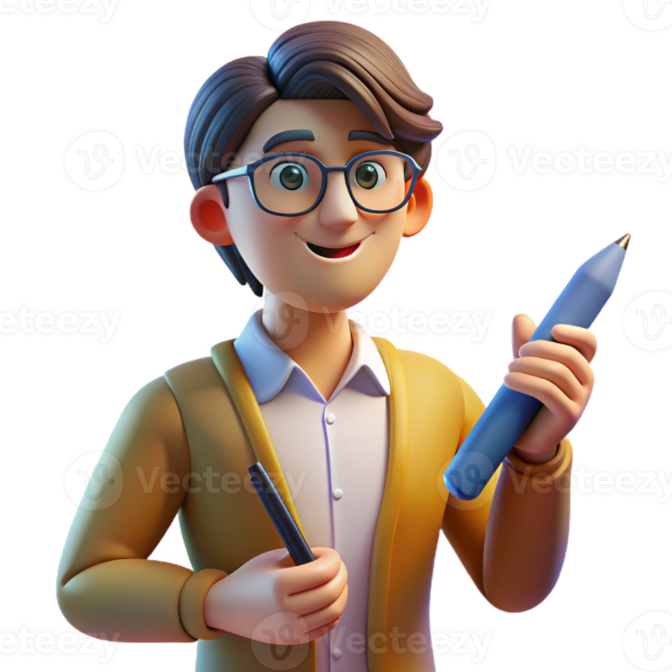beautiful contemporary Teacher with Digital Pen Warm Lighting Isolated professional png