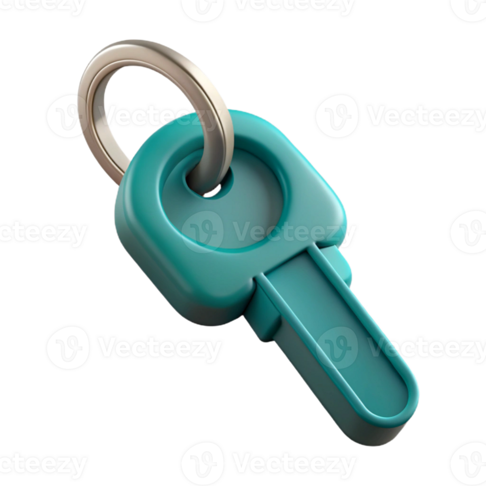vibrant modern Teal 3d Printed Key Chain Isolated premium png