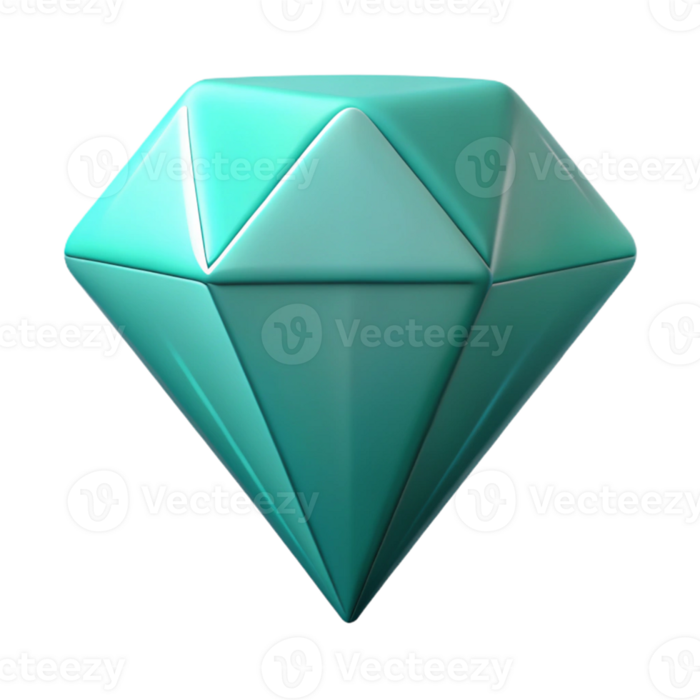 vibrant contemporary Teal Diamond Icon Isolated on Transparent Background genuine png