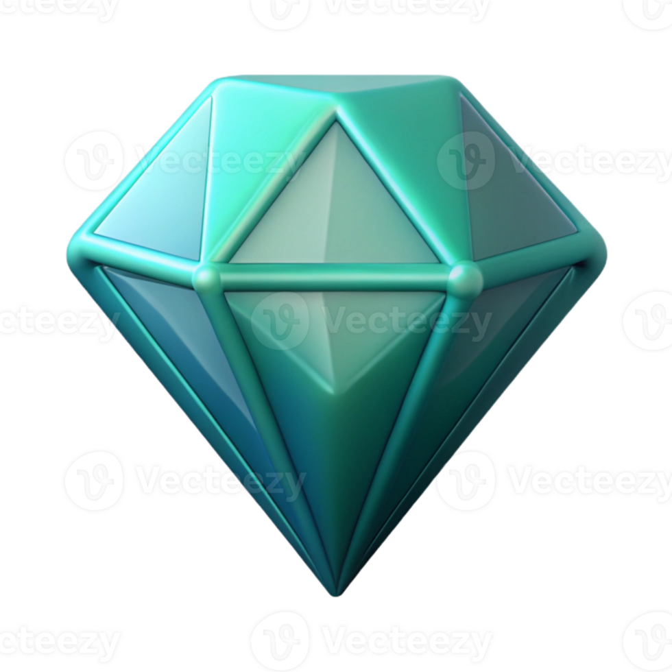 vibrant modern Teal Diamond Icon Isolated on Transparent Background high resolution png