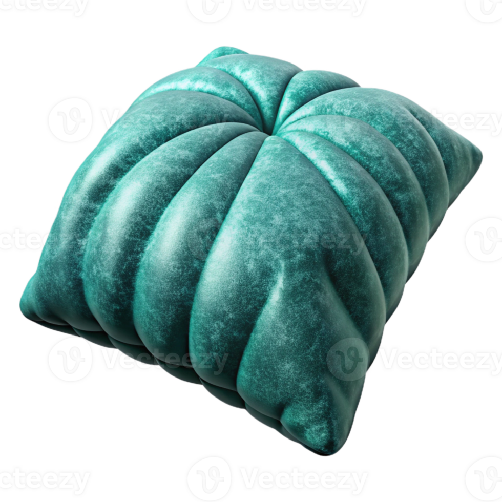 dramatic artistic Teal Green Velvet Pillow Texture Close Up Transparent Background original png
