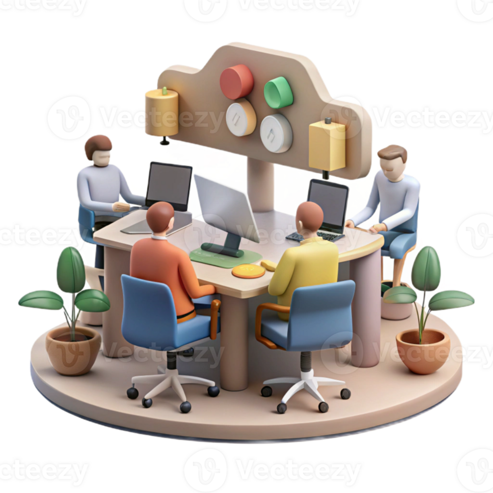 stunning vintage Team Brainstorming in Modern Office Cutout high resolution png