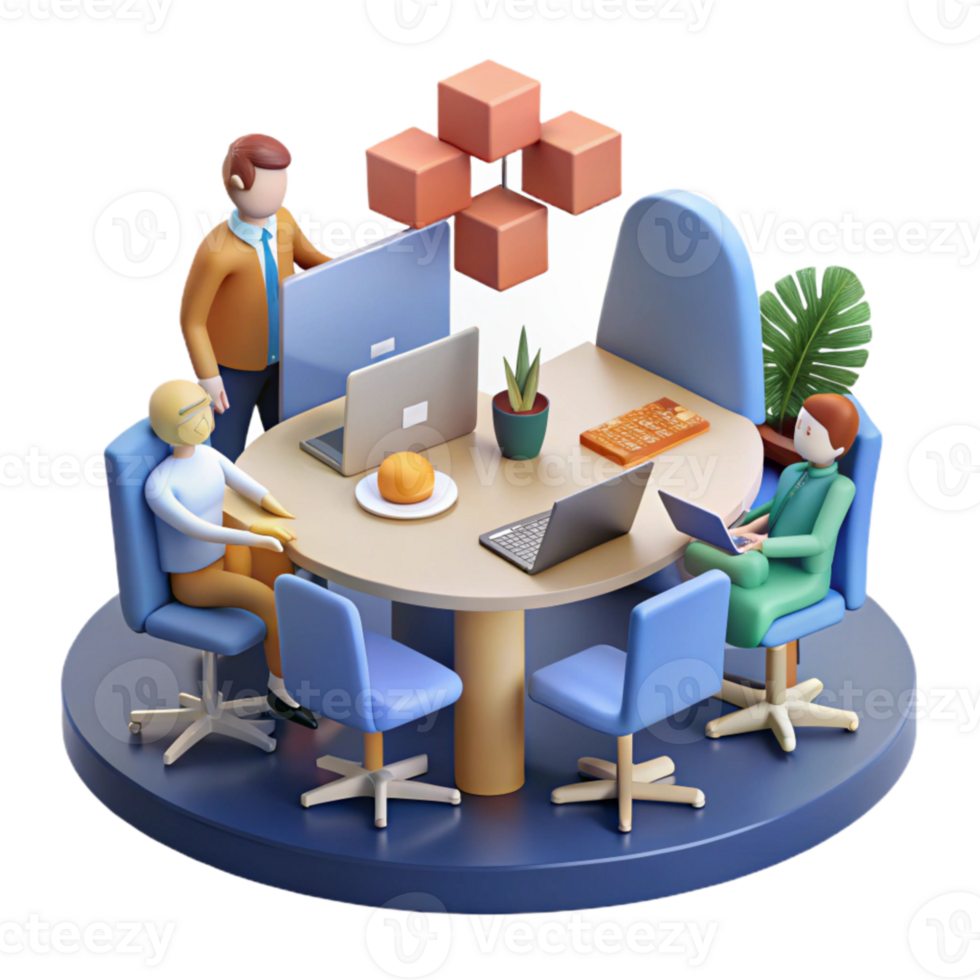 serene rustic Team Brainstorming in Modern Office Cutout genuine png