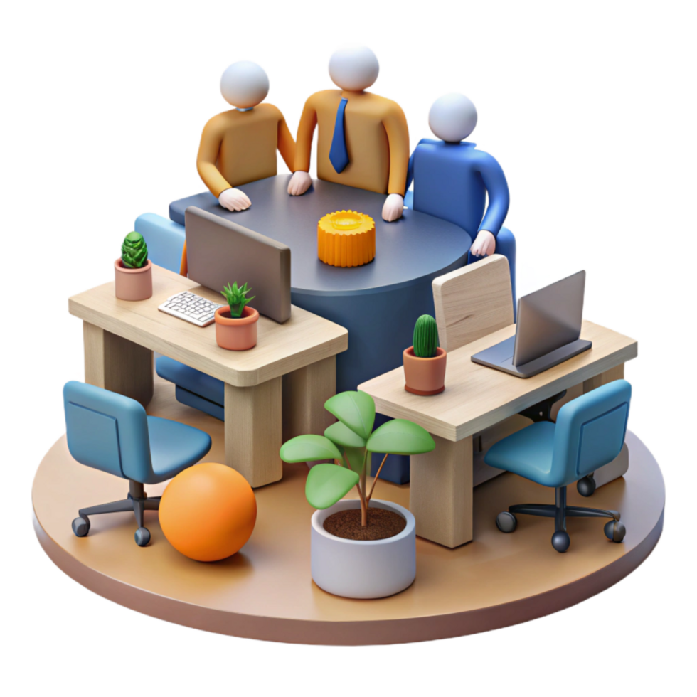 extraordinary modern Team Collaboration in Office Space Cutout high quality png