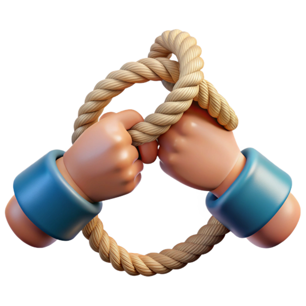 serene rustic Teamwork Hands Holding Rope Tight Isolated original png