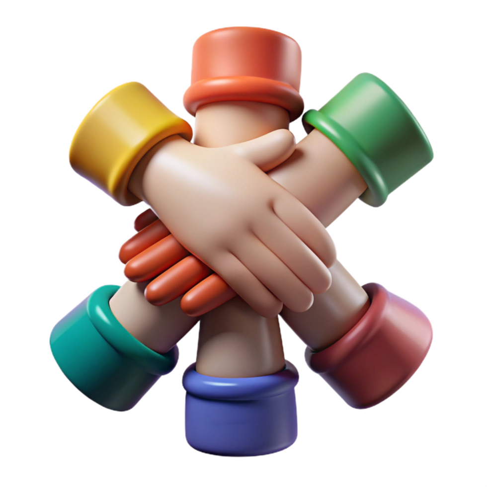 dramatic creative Teamwork Hands Stacked Together Cutout with Diverse Skin Tones high resolution png