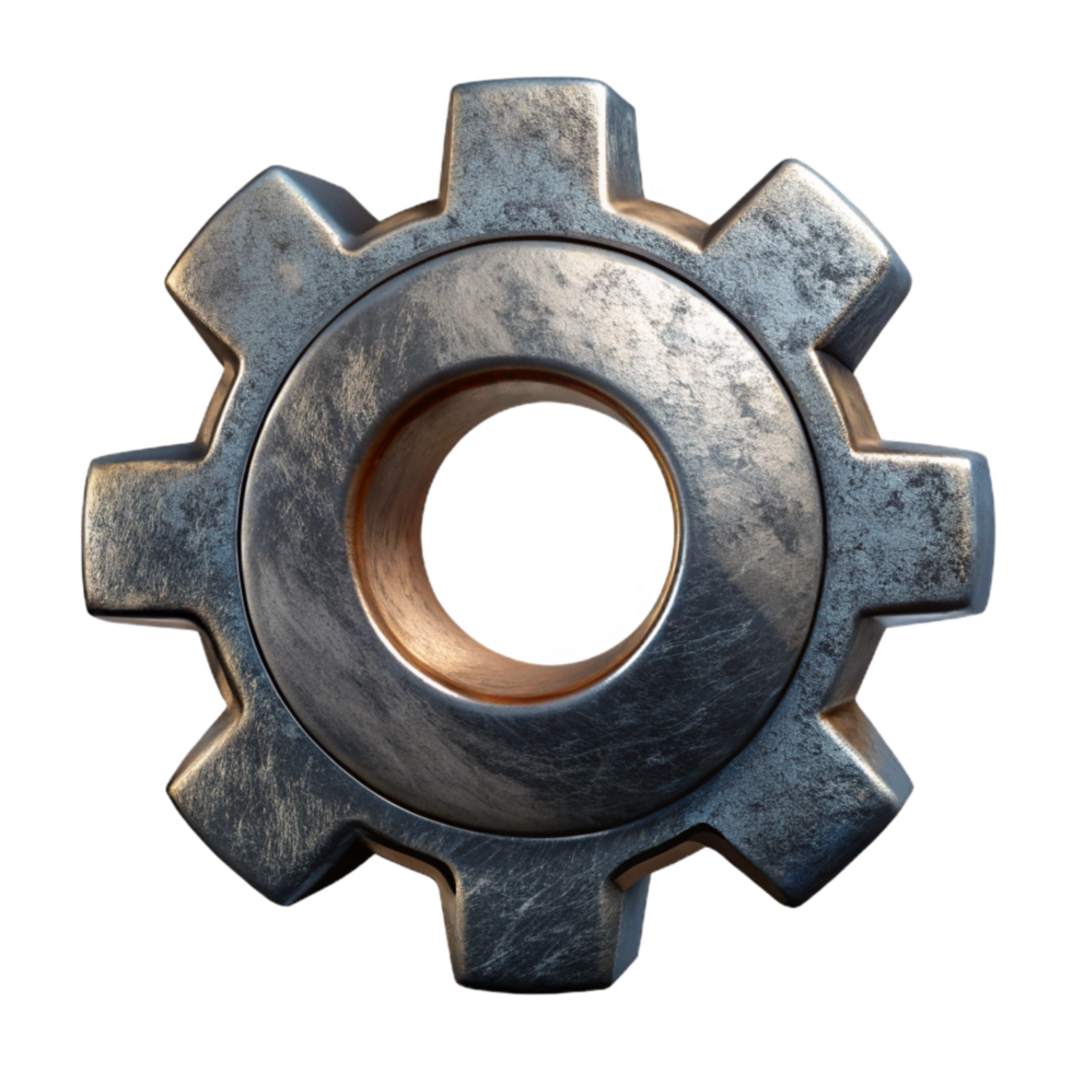 wonderful traditional Teamwork Gear Icon Cutout with Metallic Texture exclusive png