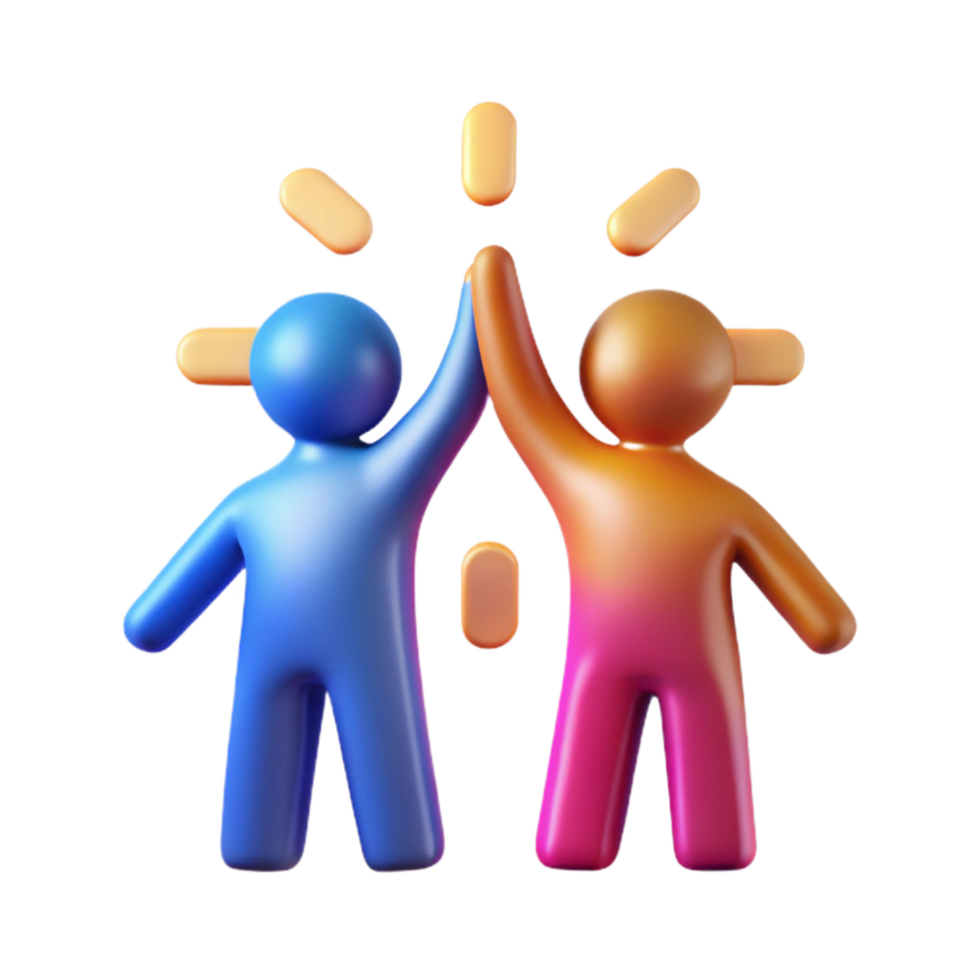 elegant rustic Teamwork High Five Silhouette Cutout with Bright Background detailed png