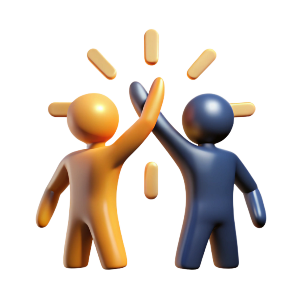 beautiful abstract Teamwork High Five Silhouette Cutout with Bright Background authentic png