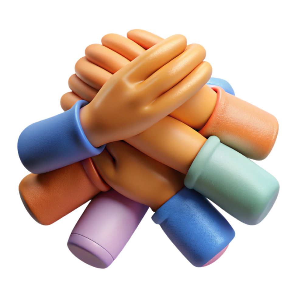 wonderful artistic Teamwork Hands Stacked Together Cutout with Diverse Skin Tones genuine png