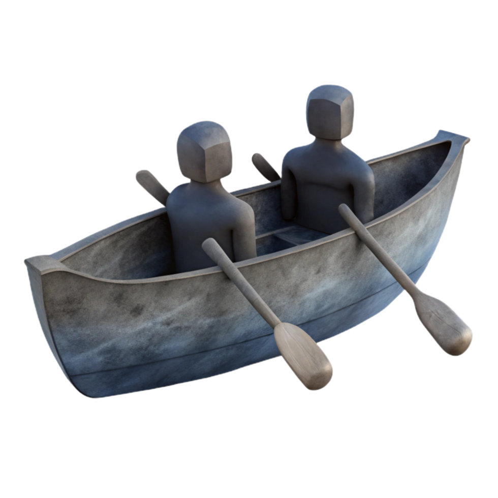 vibrant abstract Teamwork Rowing Boat Silhouette Cutout with Dark Water detailed png