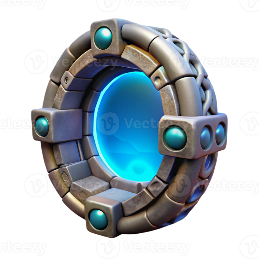 impressive contemporary Time Travel Portal with Glowing Frame Isolated exclusive png