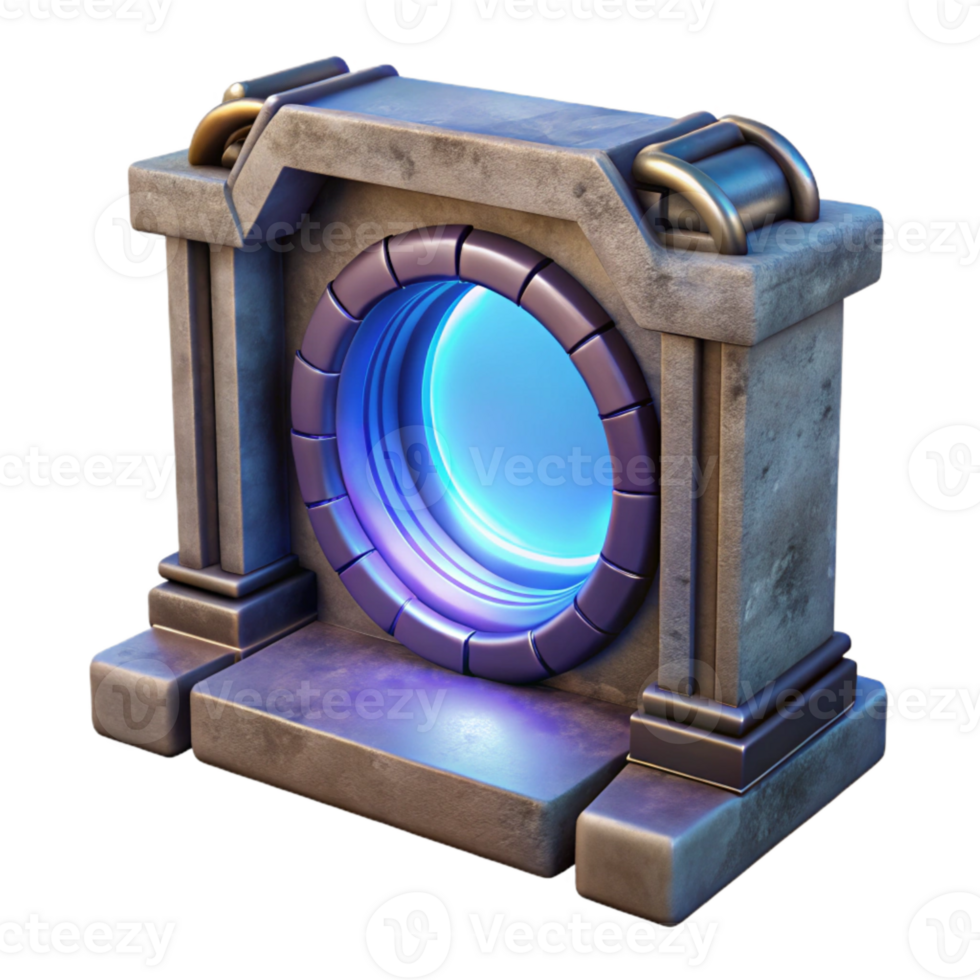 stunning modern Time Travel Portal with Glowing Frame Isolated premium png