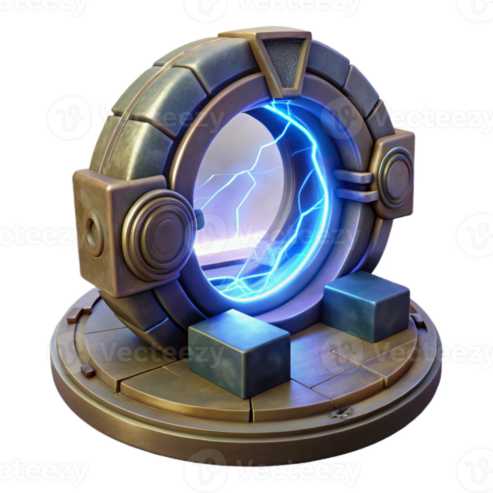 wonderful creative Time Travel Portal with Glowing Frame Isolated original png