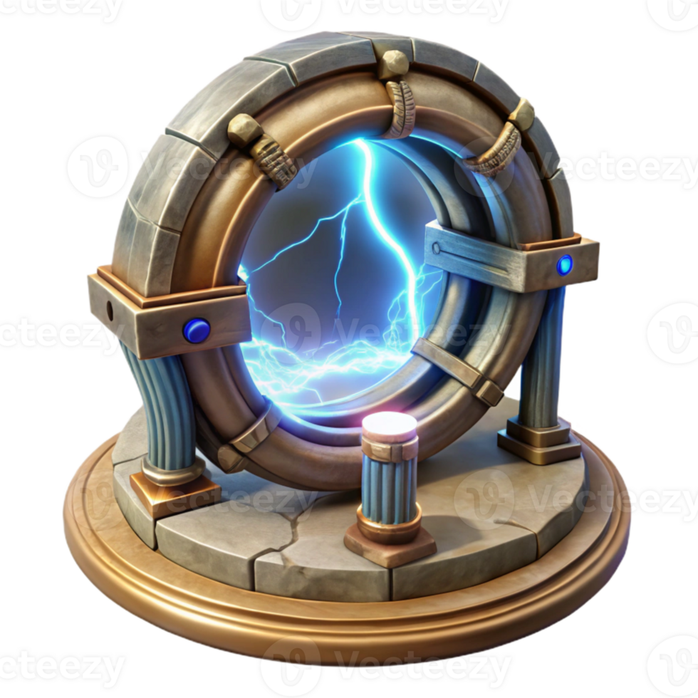 extraordinary creative Time Travel Portal with Glowing Frame Isolated png
