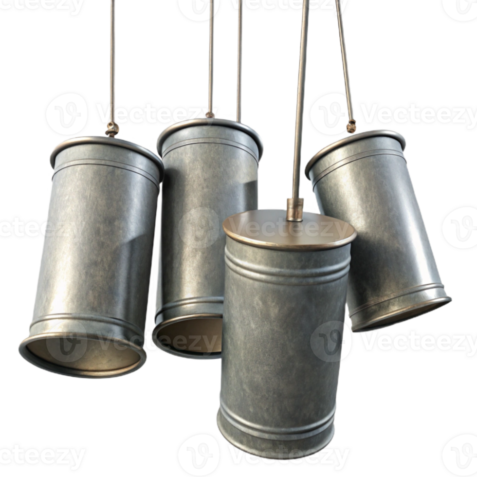 impressive vintage Tin Can Chimes Hanging Isolated on Transparent Background detailed png