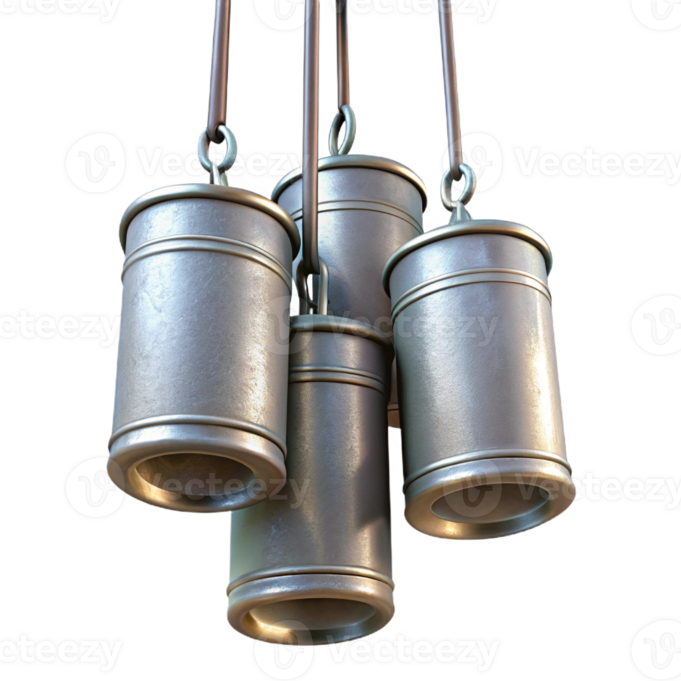 wonderful rustic Tin Can Chimes Hanging Isolated on Transparent Background genuine png