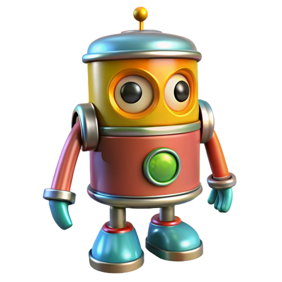 wonderful creative Tin Can Robot Toy with Bright Colors Cutout high quality png