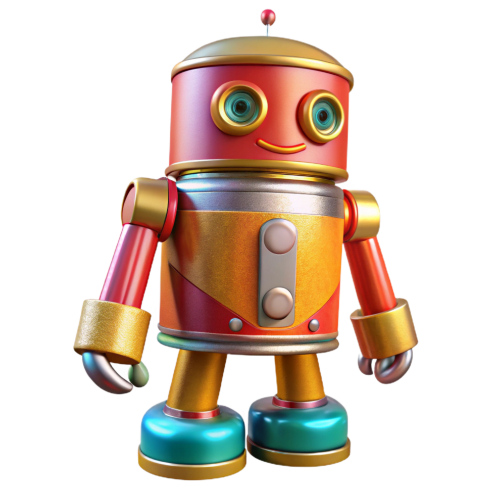 wonderful artistic Tin Can Robot Toy with Bright Colors Cutout original png