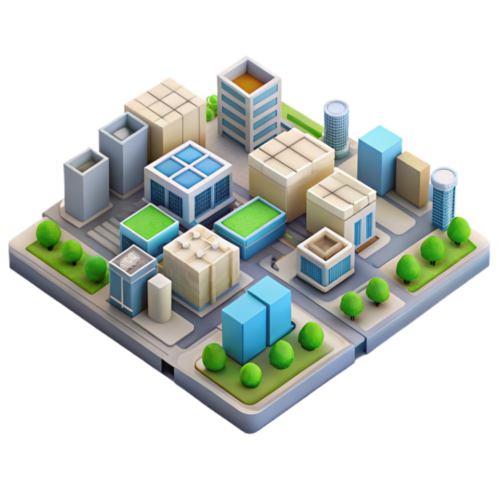 extraordinary rustic Top Down View of Virtual City Grid Cutout Transparent Background premium png