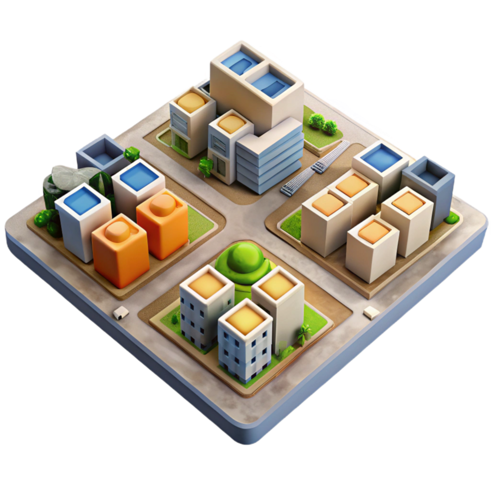 serene creative Top Down View of Virtual City Grid Cutout Transparent Background genuine png
