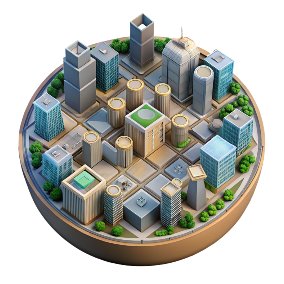 stunning modern Top Down View of Virtual City Grid Cutout Transparent Background professional png
