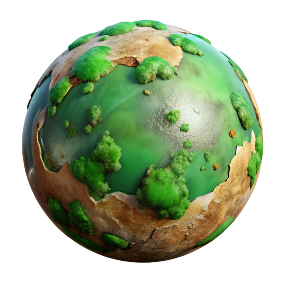 wonderful modern Top View of Terraformed Planet Cutout with Green Terrain high quality png