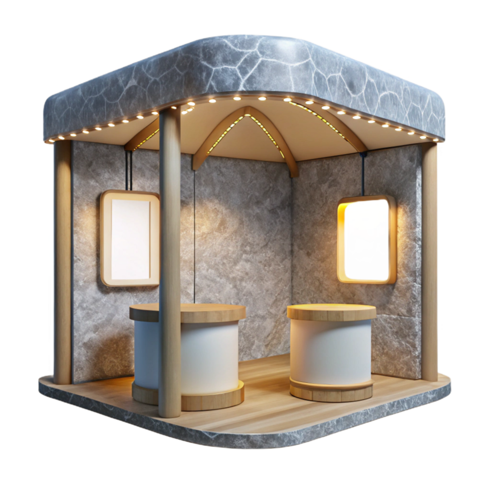 vibrant contemporary Trade Show Booth with Backlit Display Cutout Element png