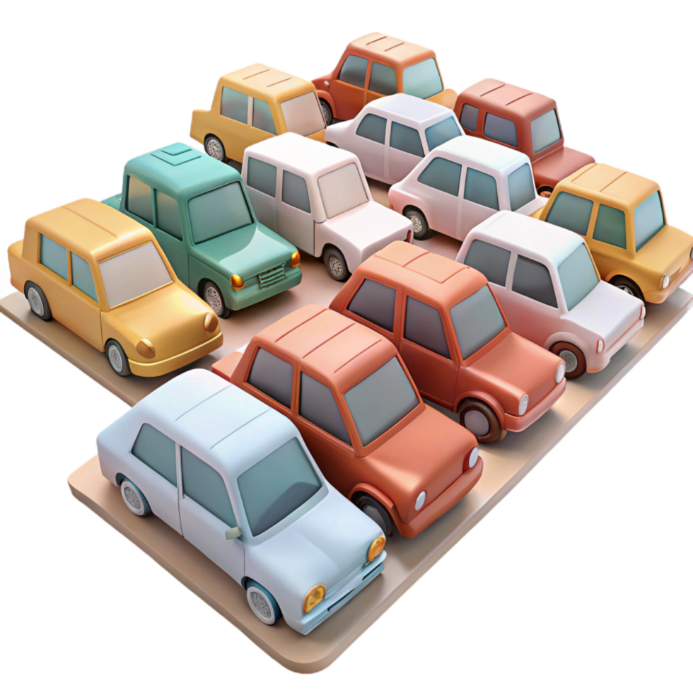 vibrant creative Traffic Jam with Cars Stopped Transparent Background high resolution png